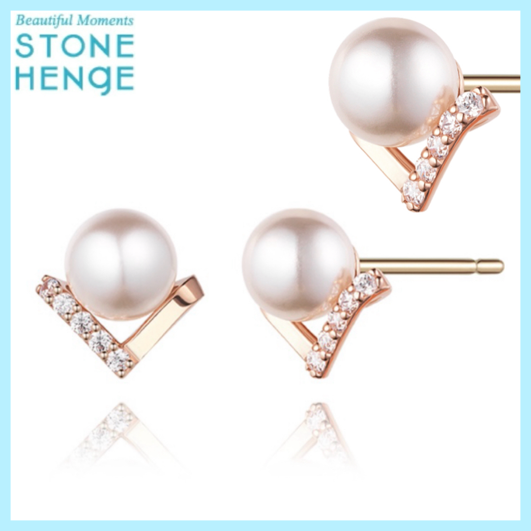 ☆STONE HENgE☆ Edge 14K ローズゴールド パール ピアス