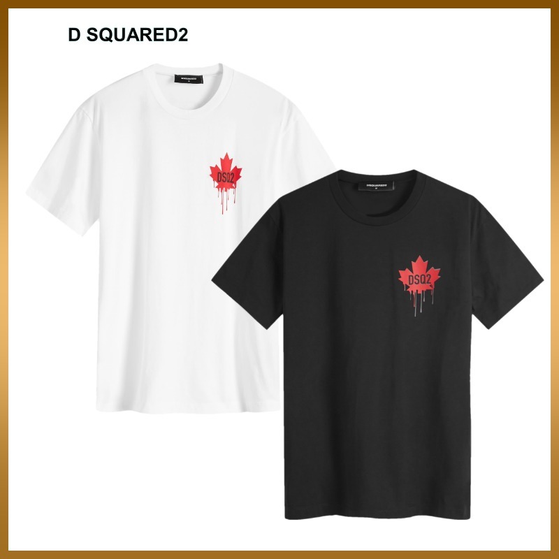 【D SQUARED2】メープルリーフ ロゴ Tシャツ クルーネック 無地