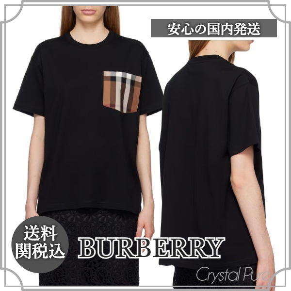 【BURBERRY】チェックポケット コットン Tシャツ【送料関税込】