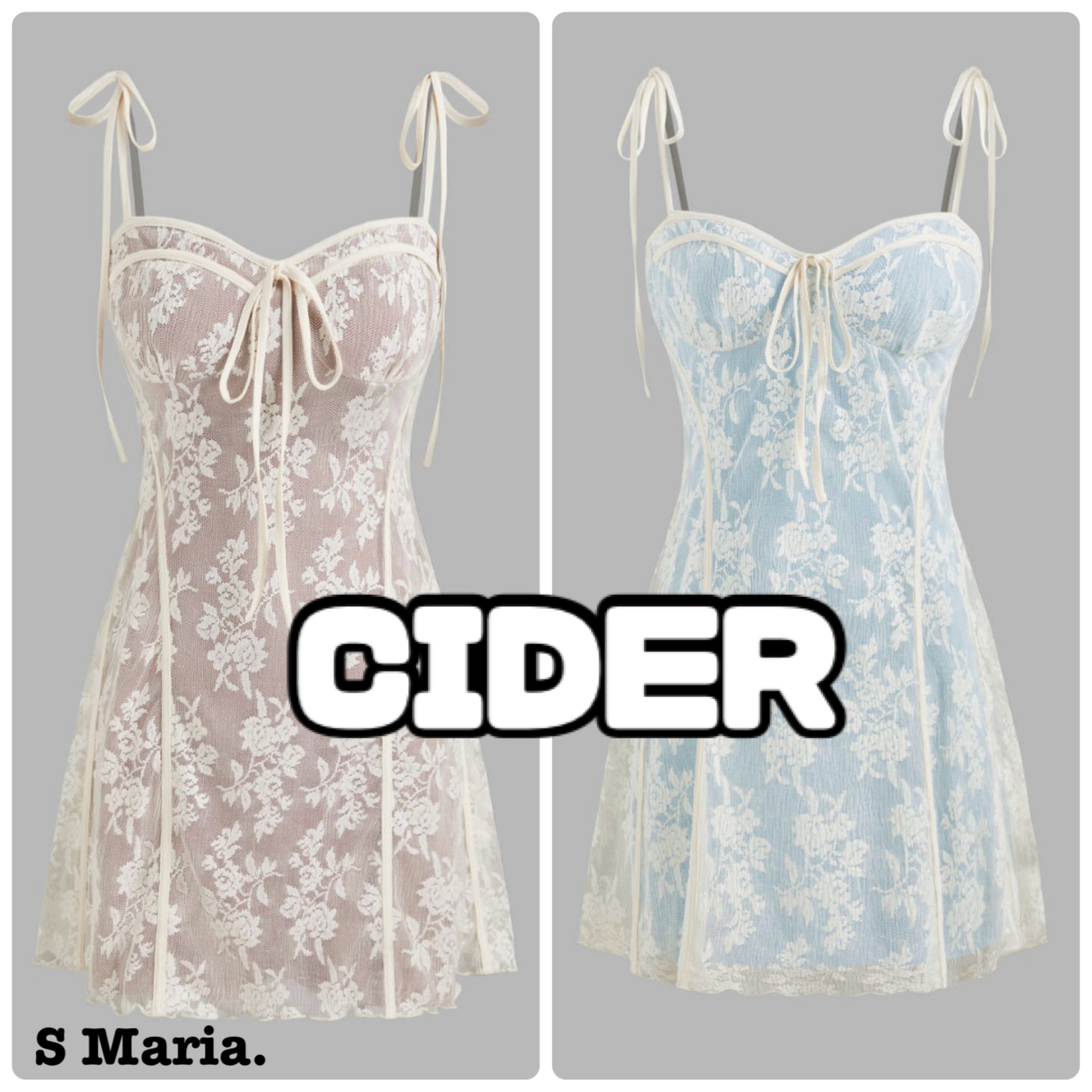 【CIDER】レーススクエアネック 花結び ミニドレス*送料関税込