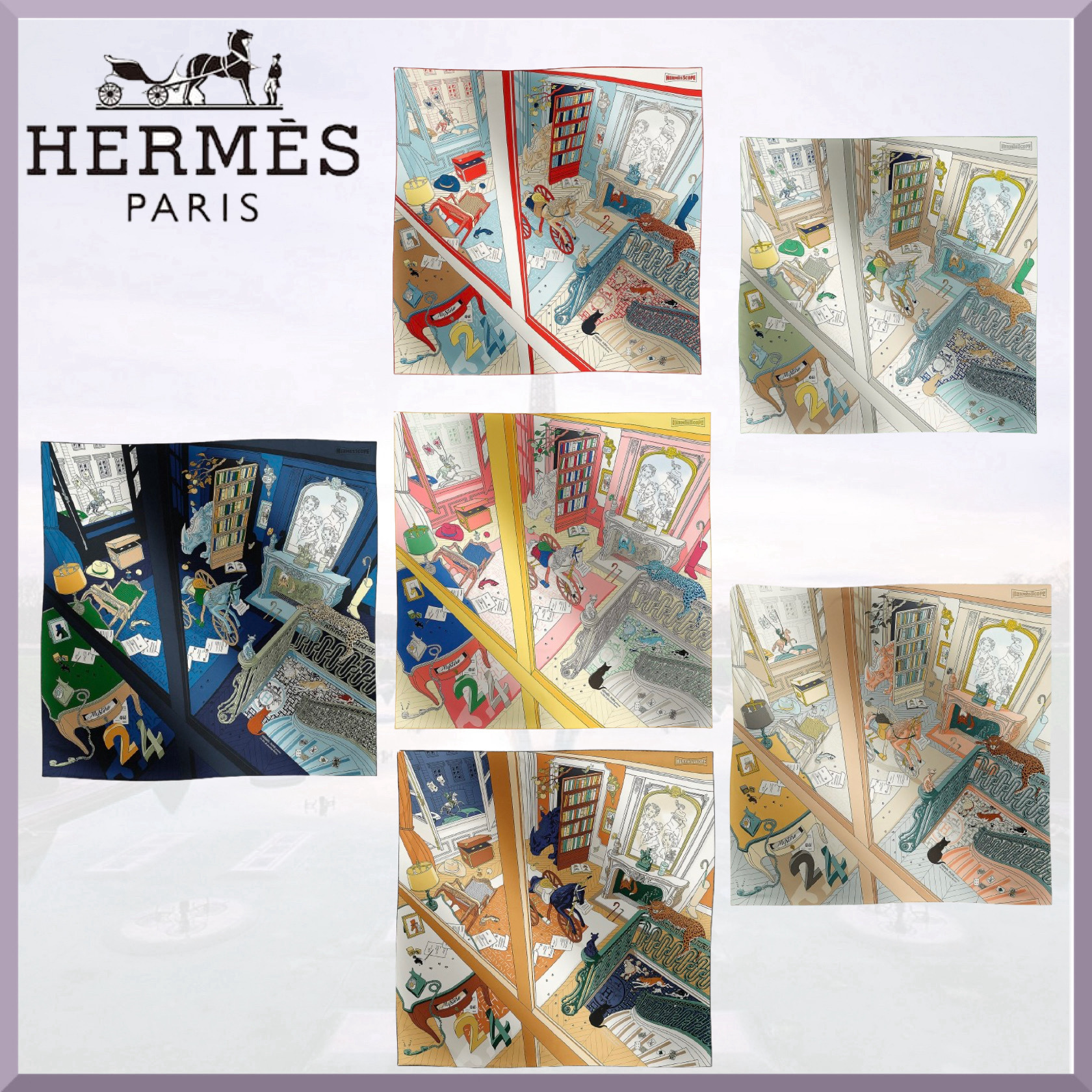 国内発送【HERMES】スカーフ カレ 90 《24番地のミステリー》