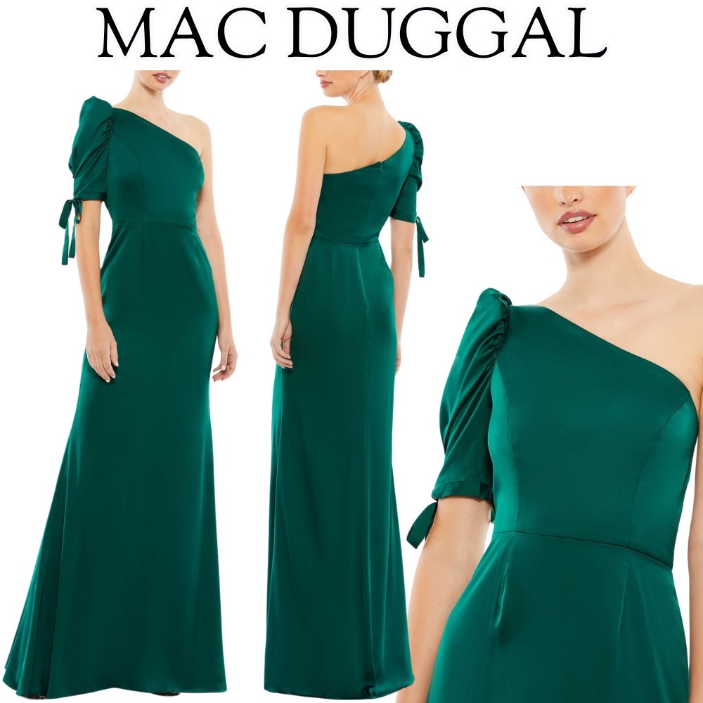 【Mac Duggal】Empress Green☆アシンメトリー リボン ドレス