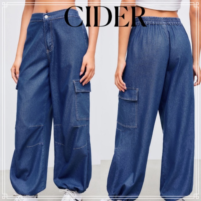 【Cider】ミッドライズ ポケット カーゴ バギー パンツ
