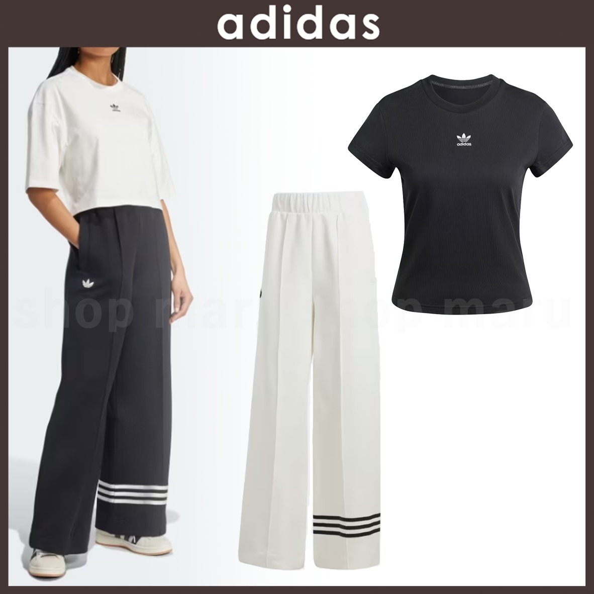 ADIDAS◆スリムTシャツ＆ニュークラシックス トラックパンツ