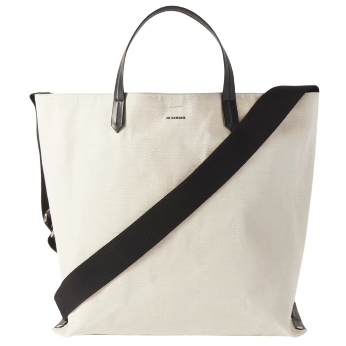【JIL SANDER】レザートリム キャンバス トートバッグ コットン