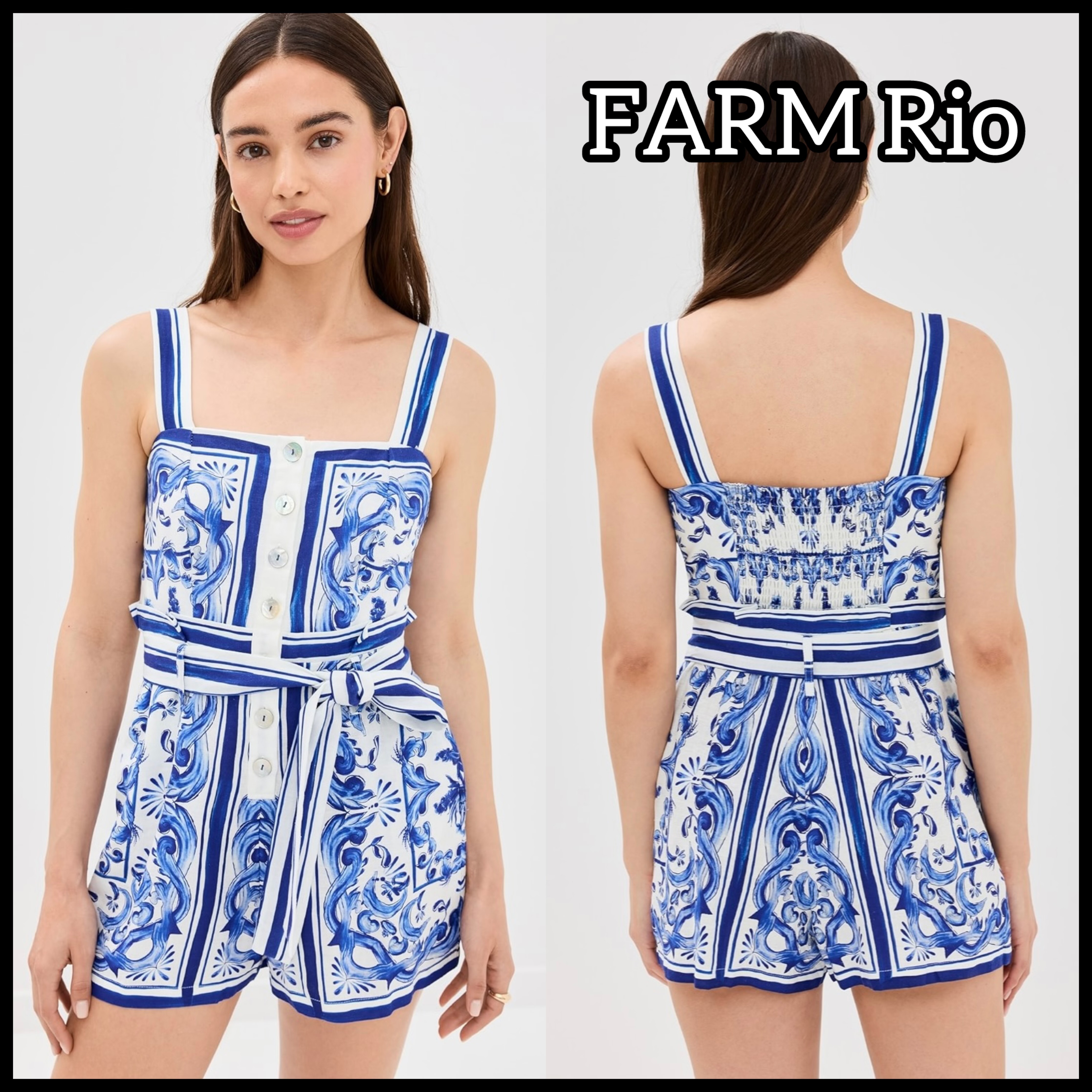 ☆関税込☆【FARM Rio】Garden Tiles Off White Romper