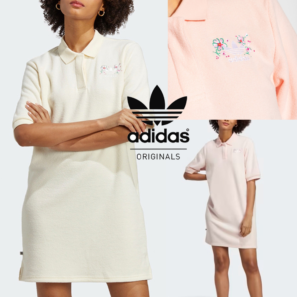 正品 adidas アディダス半袖 ポロドレス/花柄のワンピース