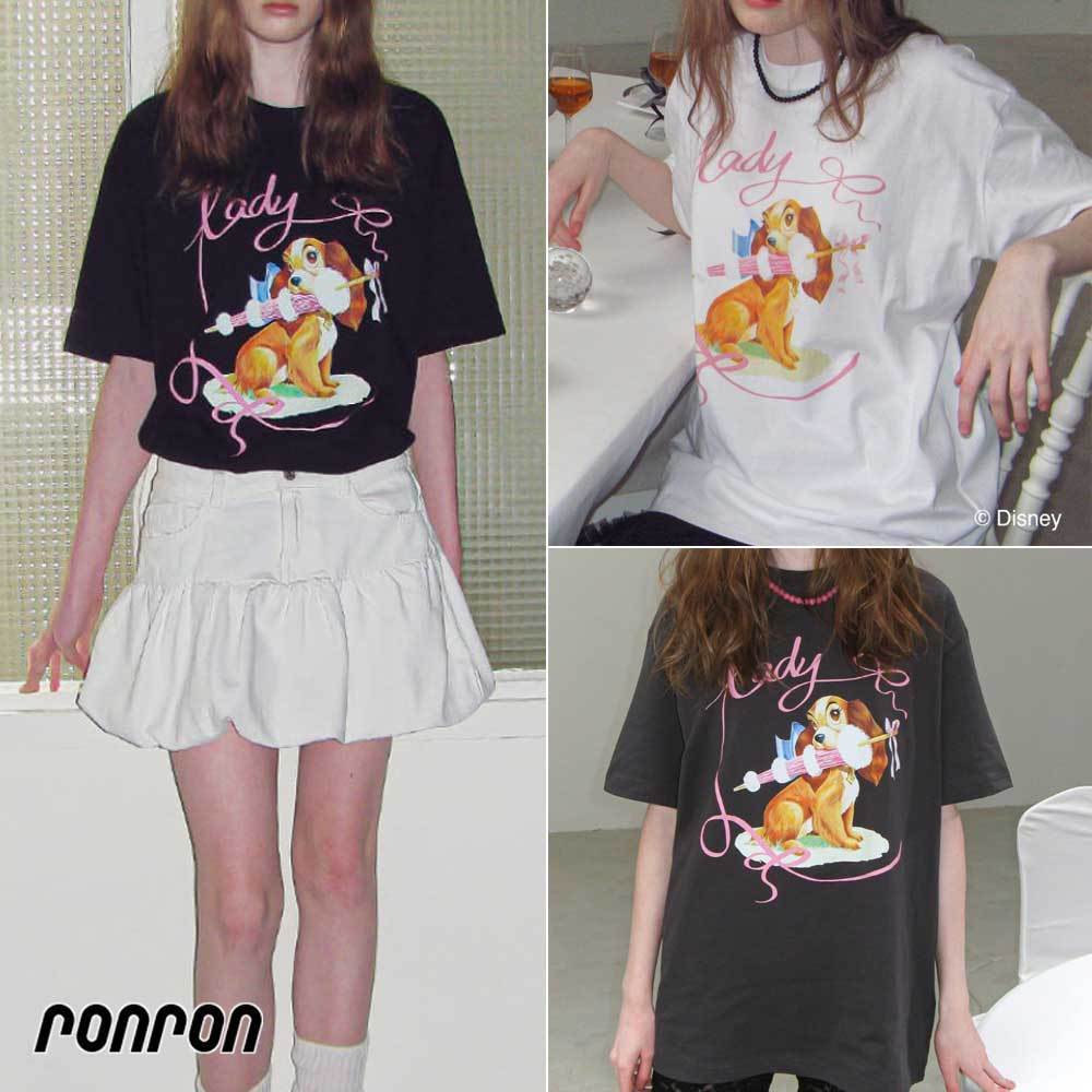 RONRON☆RIBBON LADY DOG OVER FIT T SHIRT Tシャツ ディズニー