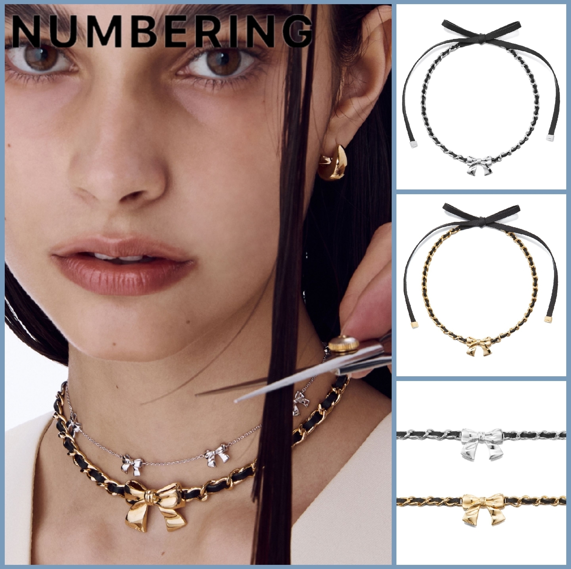 ●●NUMBERING●●Ribbon Leather Chain Necklace #5759