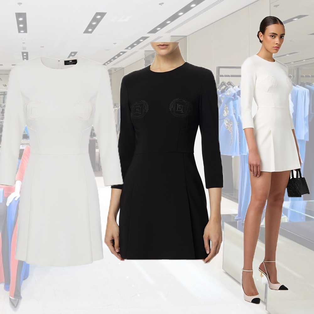 【24-25AW】ELISABETTA FRANCHI 紋章刺繍入り ミニドレス 2色