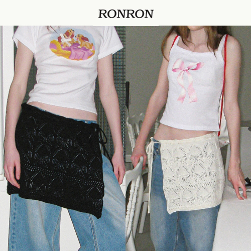 ★2024SS新作★RONRON★RIBBON SCOTCH LAYERED KNIT LAP SKIRT