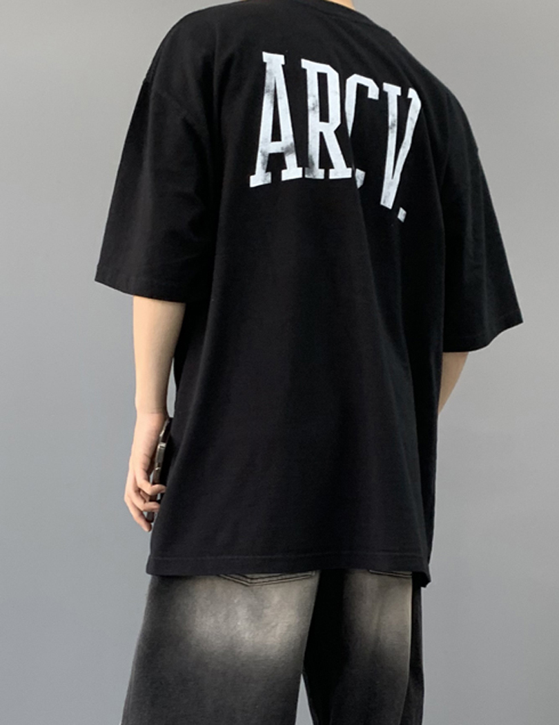 Tシャツ・カットソー HUECLOSET ARCV font overfit short sleeve t-shirt 4JE058