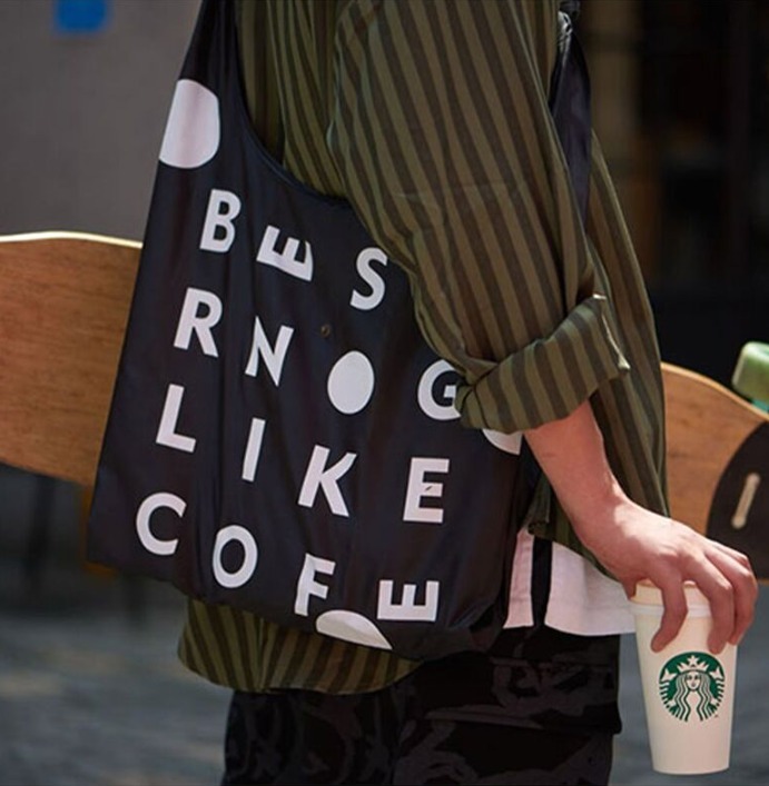 折りたためるエコバッグ●Starbucks●ブラック