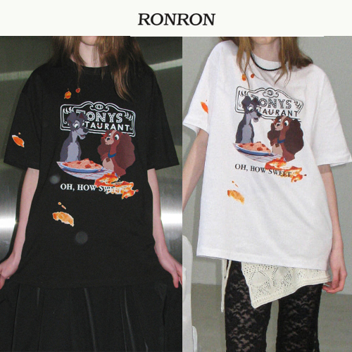 24SS新作★RONRON★PASTA LADY AND THE TRAMP OVER FIT T SHIRT