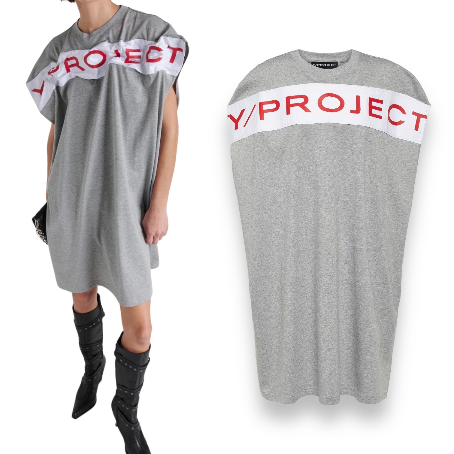 【Y/PROJECT】ロゴ コットンジャージー ミニワンピース