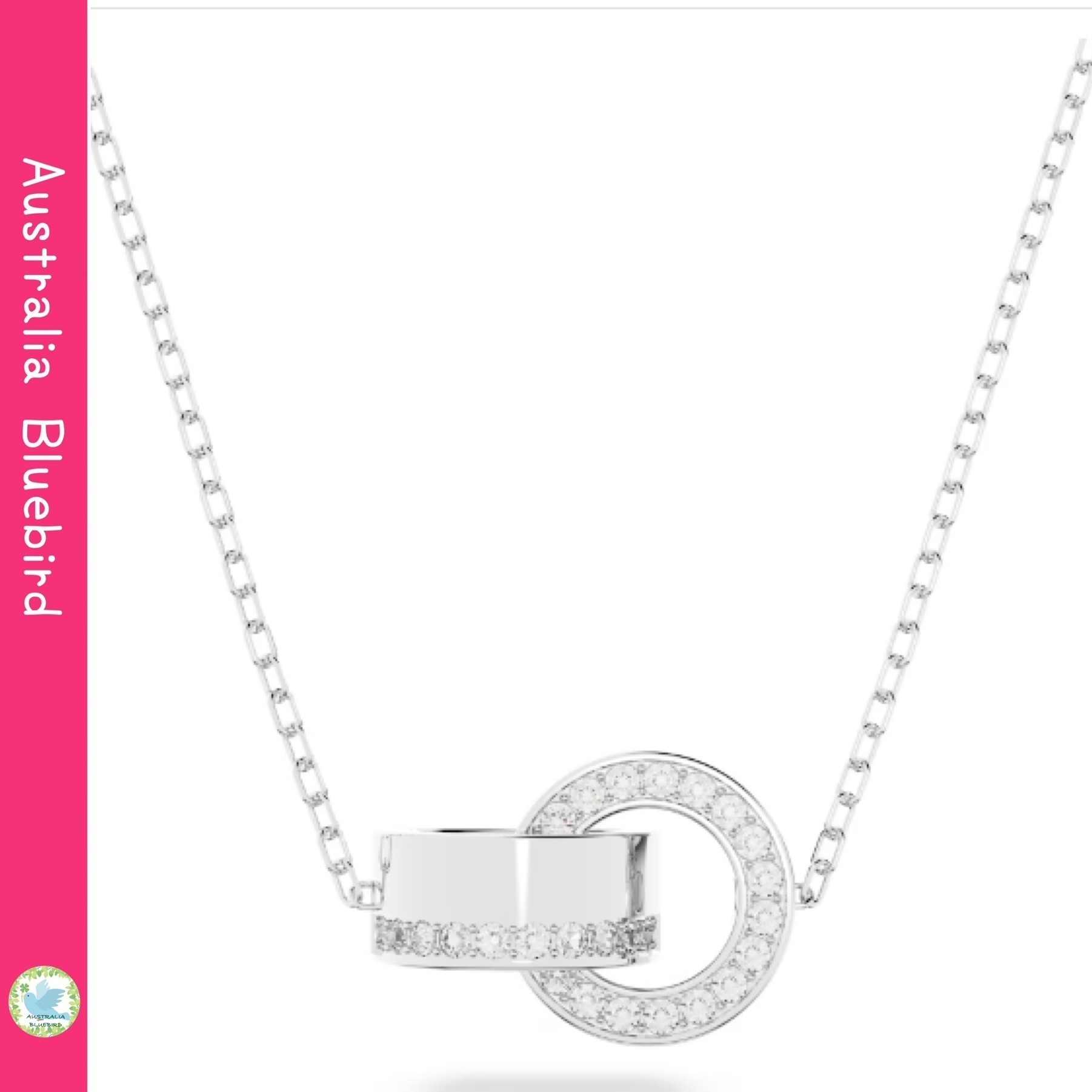 セール★SWAROVSKI★Hollow ペンダント ネックレス 2つのリング