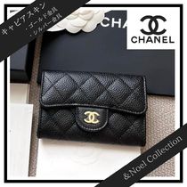 大人可愛い★【CHANEL】フラップカードカードホルダー クラシック フラップ カード ケース - ラムスキン、ブラック
