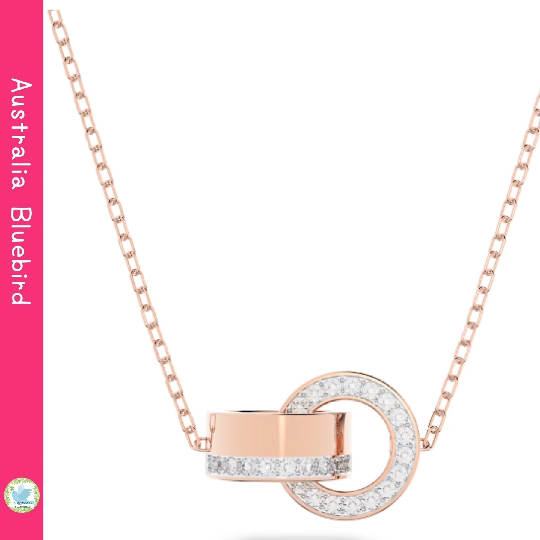 SWAROVSKI★Hollow ペンダント チェーンネックレス 2つのリング
