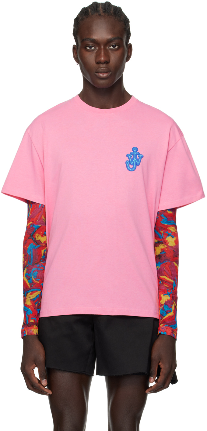【関税込み】JW Anderson ピンク Anchor ロゴパッチ Tシャツ