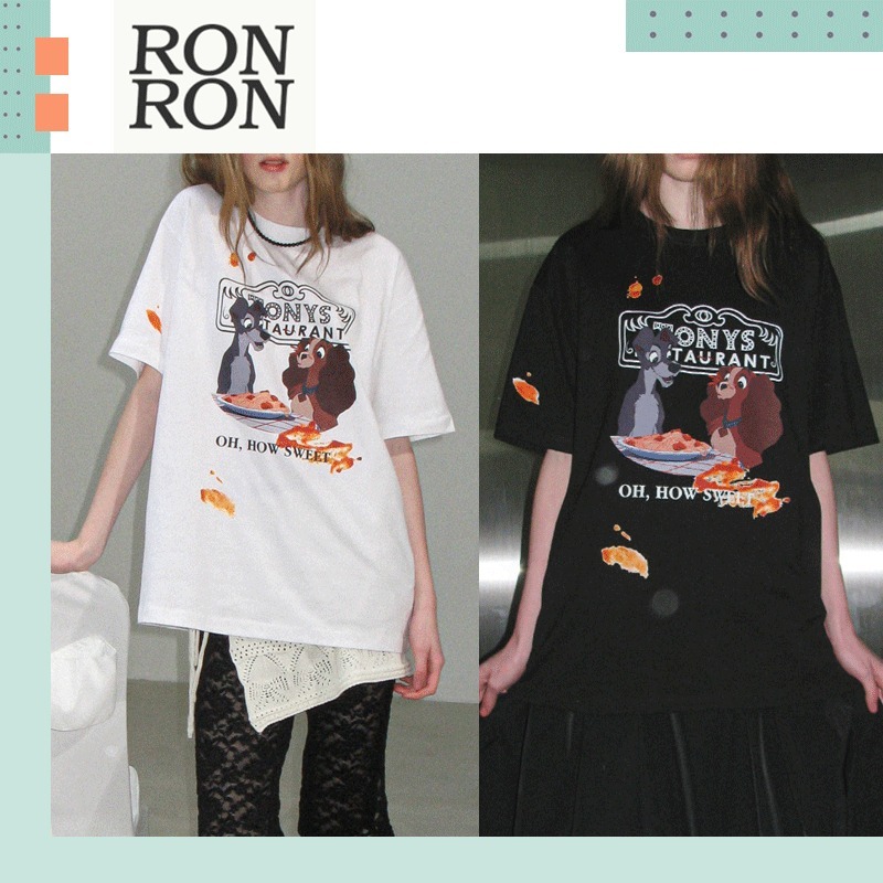 RONRON ♥ PASTA LADY AND THE TRAMP OVER FIT T SHIRT