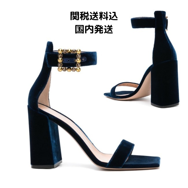 【Gianvito Rossi】WONDY SANDAL ベルベット チャンキーヒール