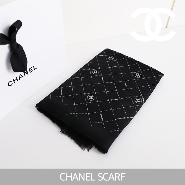 【CHANEL】シャネル CC カシミヤ スカーフ ブラック
