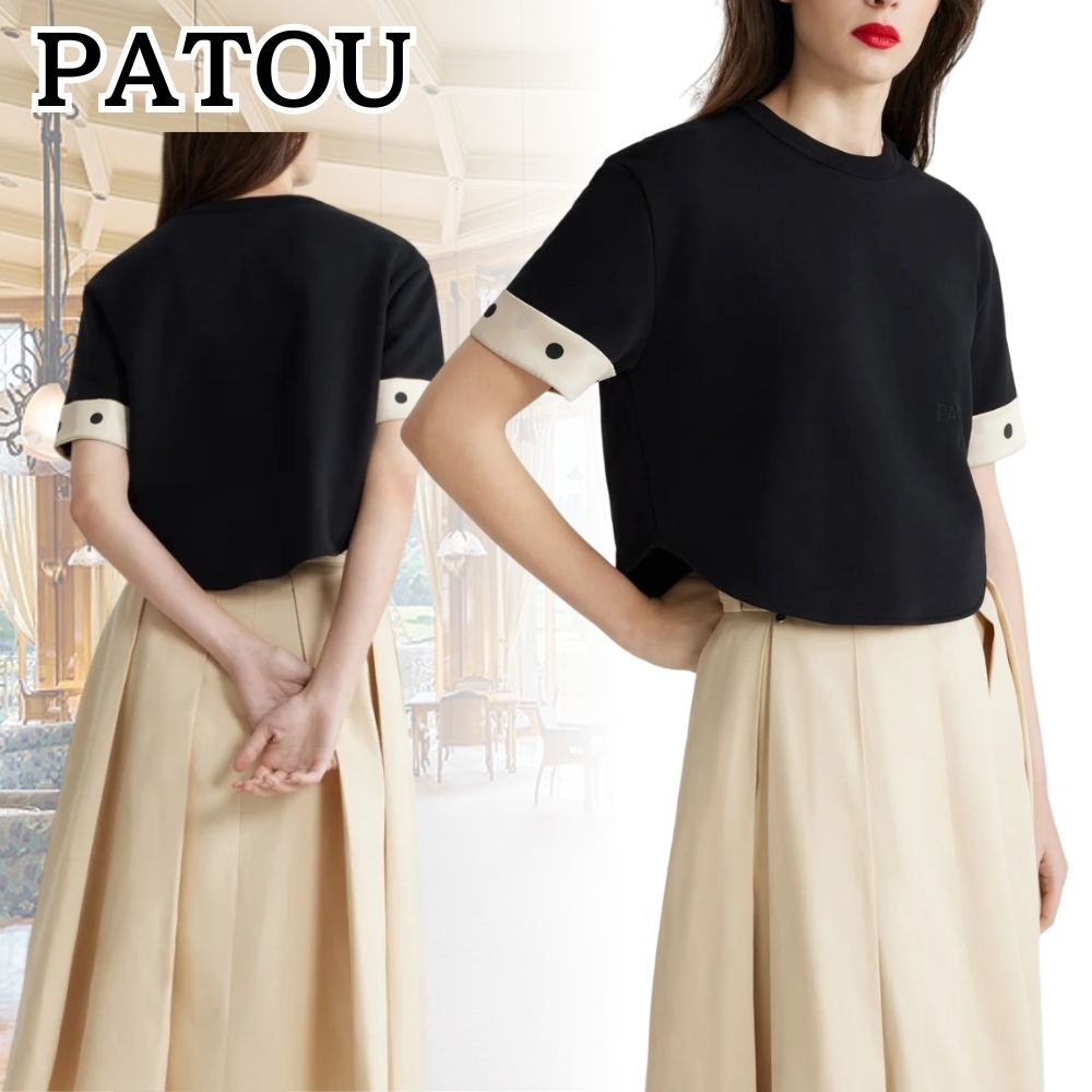 PATOU*最高のスタイル*コットン シルクカフス クロップドTシャツ