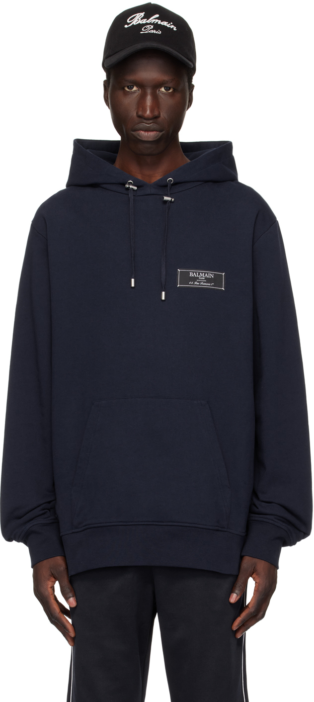 【関税込み】Balmain ネイビー Pierre Balmain フーディ