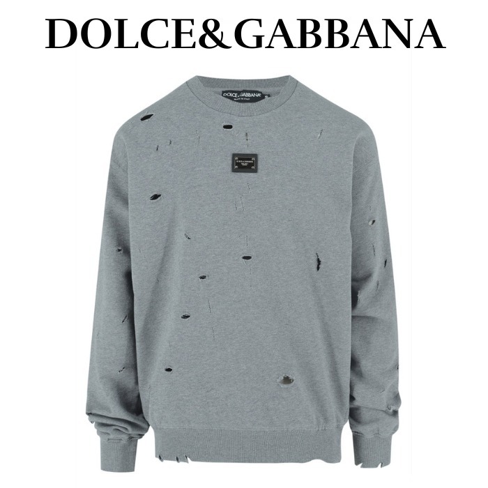 セール【DOLCE&GABBANA】Distressed ロゴプレート スウェット