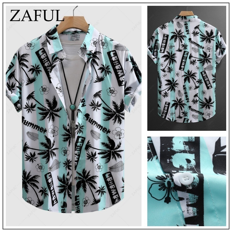 ZAFUL トロピカルプリント 半袖 シャツ【送料込み】