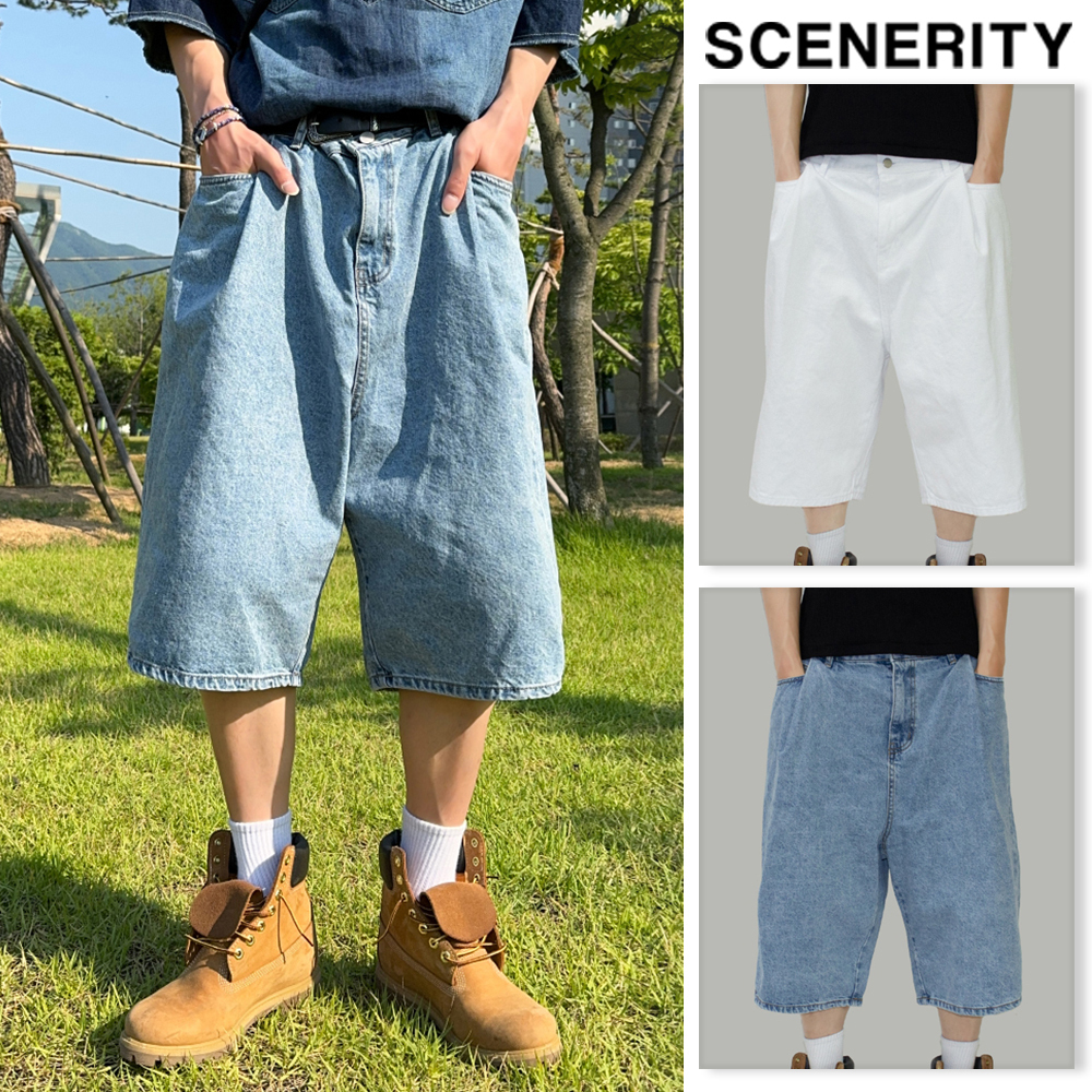 【SCENERITY】One-tuck Bermuda denim pants