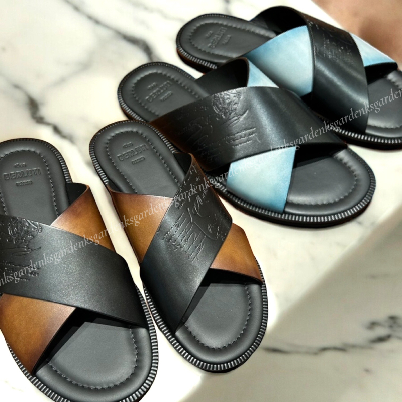 すぐ届く！BERLUTI シフノス スクリット レザーサンダル