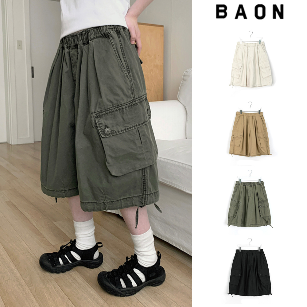 【BAON】[unisex] Renyu Banding Strap Bermuda Cargo Pants