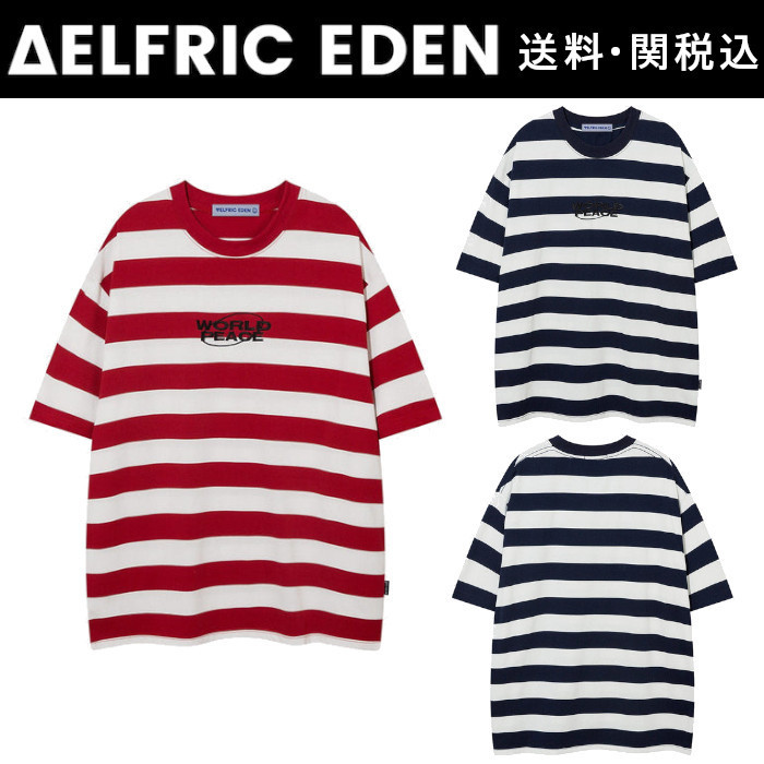 【Aelfric Eden】ストライプ レター Tシャツ
