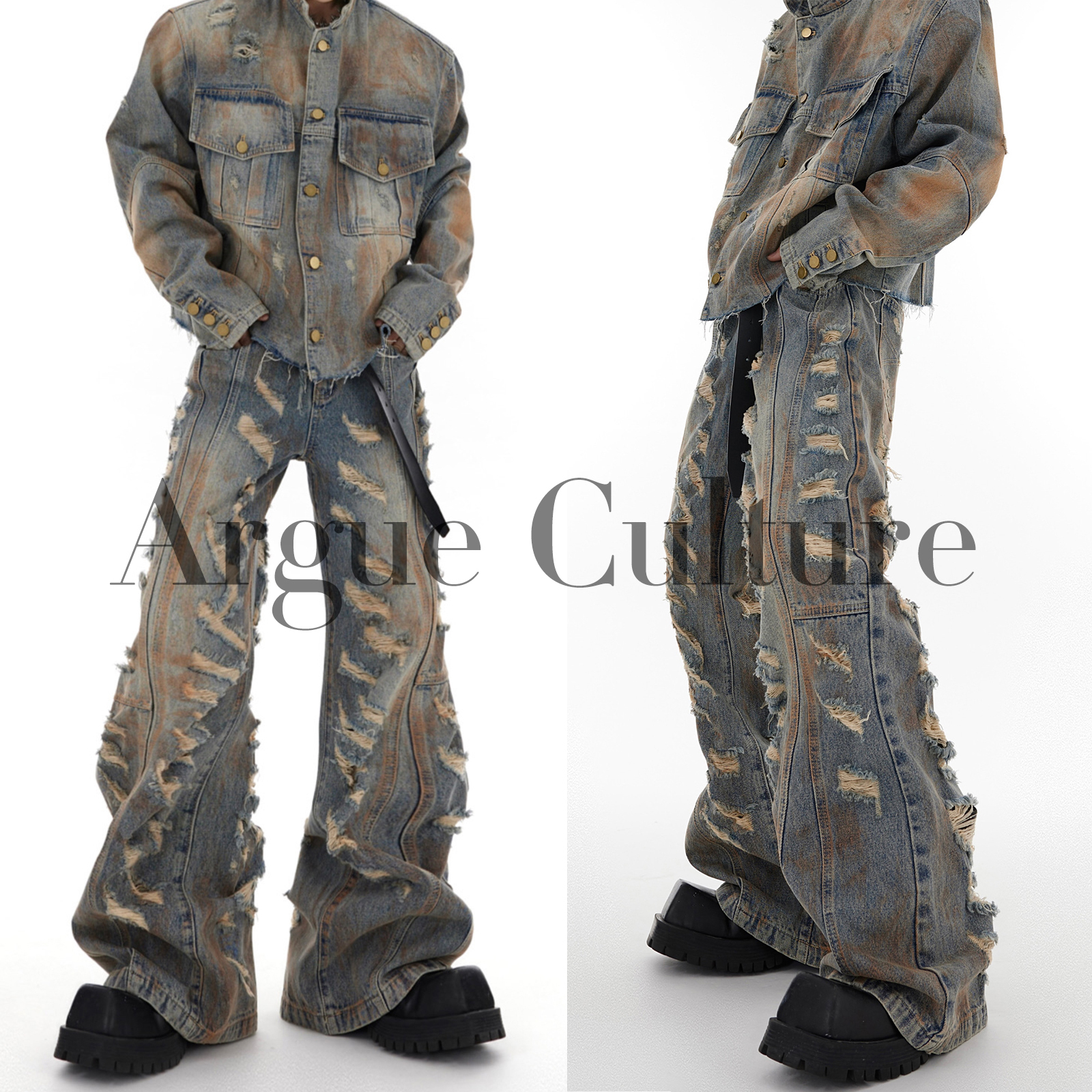 Argue Culture classicダメージ デニムパンツ ジーパン 春秋