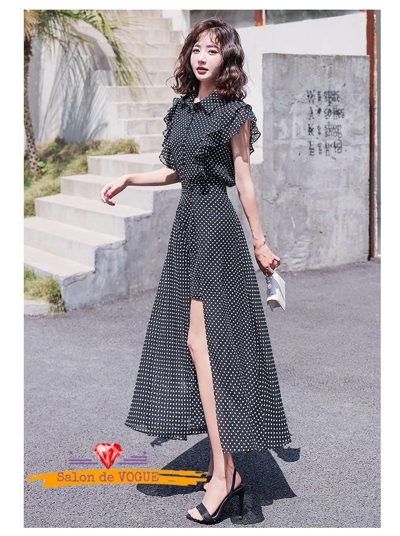 ワンピース ラップスカート付き シフォン フリル シアー 綺麗