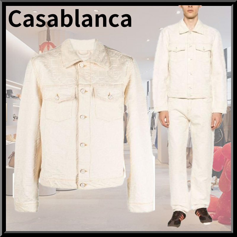 関送込! Casablanca モノグラム ジャカード デニム ジャケット