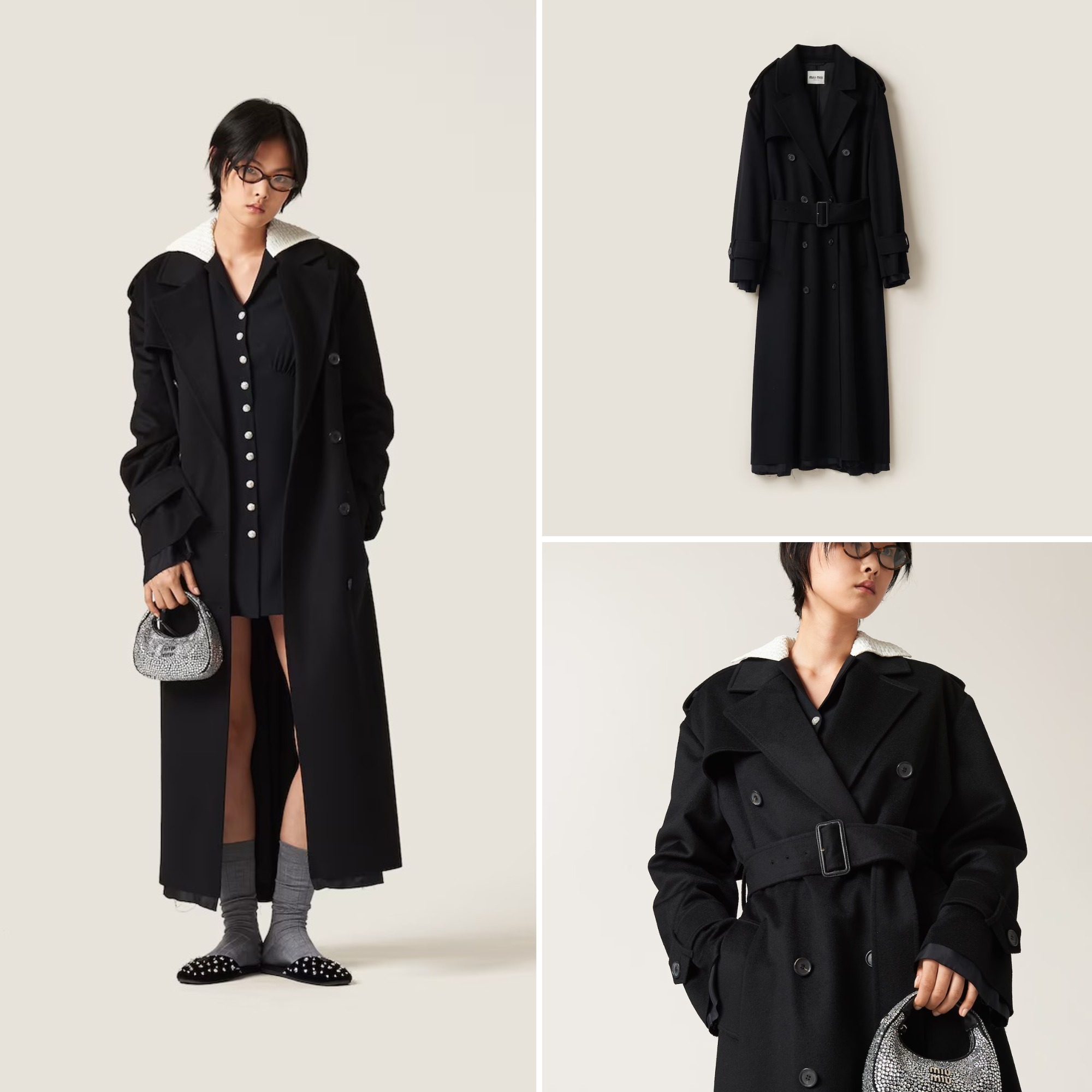 《送料無料》 MIU MIU Double-breasted velour coat