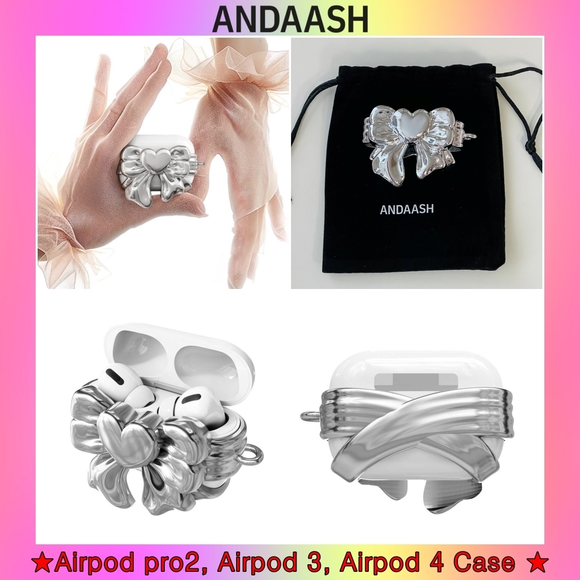 【ANDAASH】韓国人気雑貨★ Airpods BOW 01