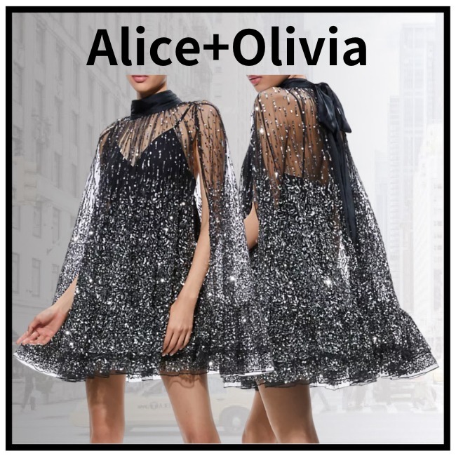 Alice+Olivia ☆ スパンコール ケープ ミニドレス エレガント