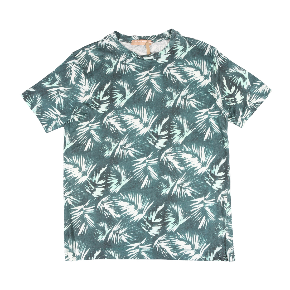 国内発送 DANIELE FIESOLI リネン100% 花柄 Uネック半袖Tシャツ
