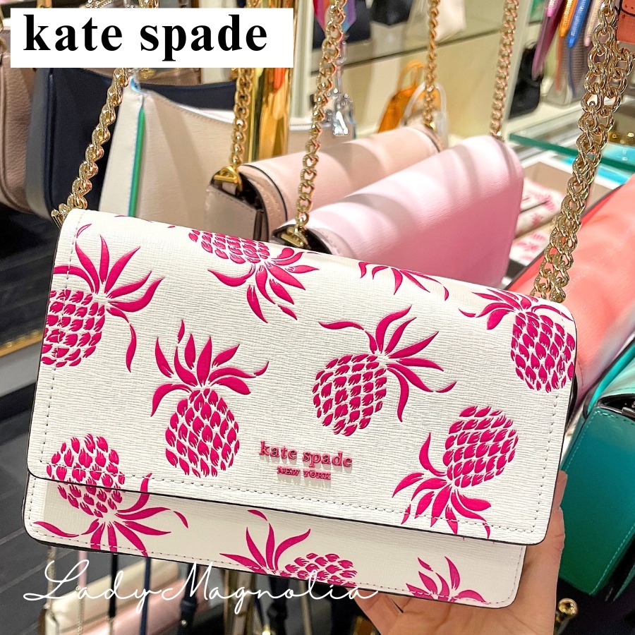 【kate spade】パイナップル エンボス チェーン ウォレット