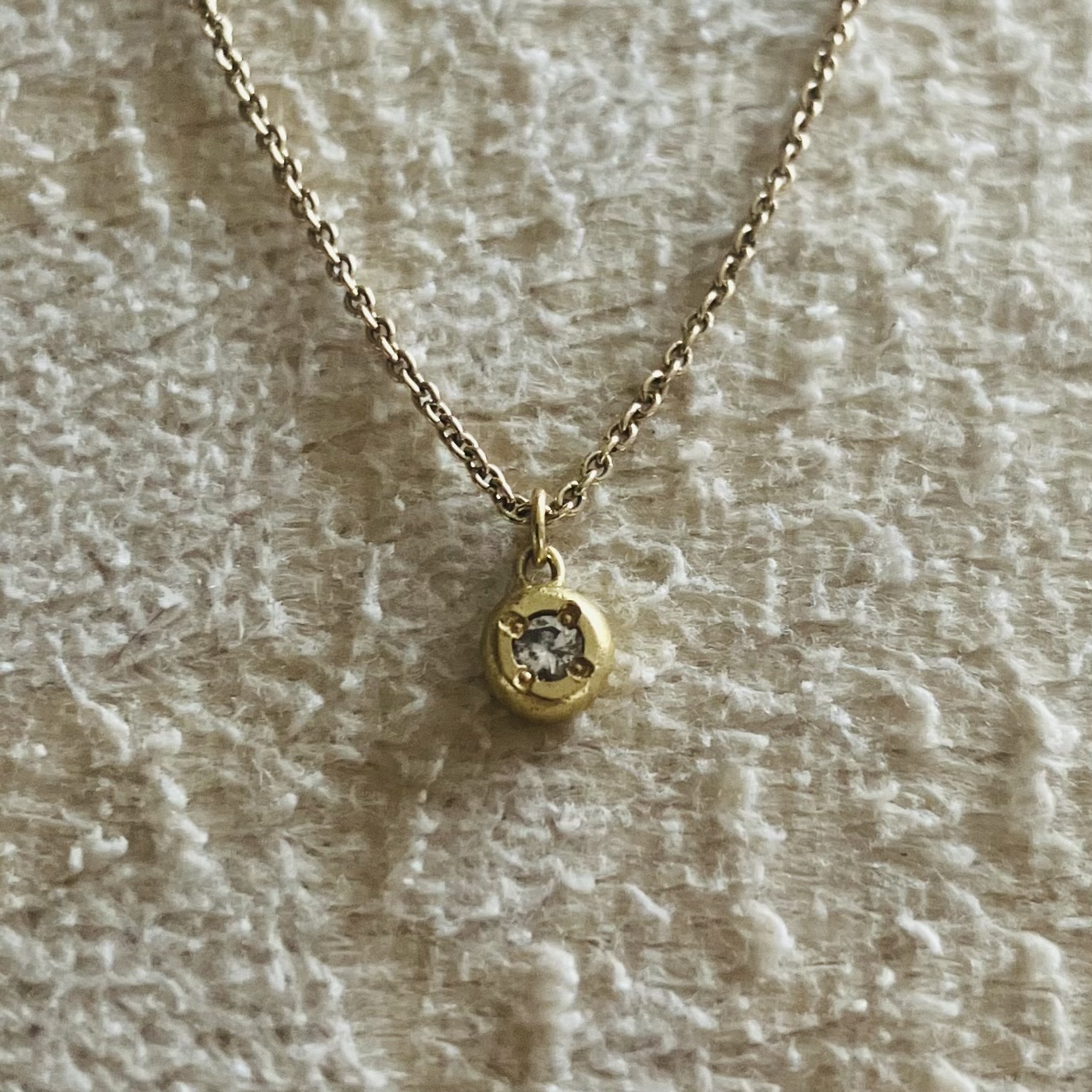 Diamond & Gold Ball & Chain 1粒ダイヤゴールドネックレス