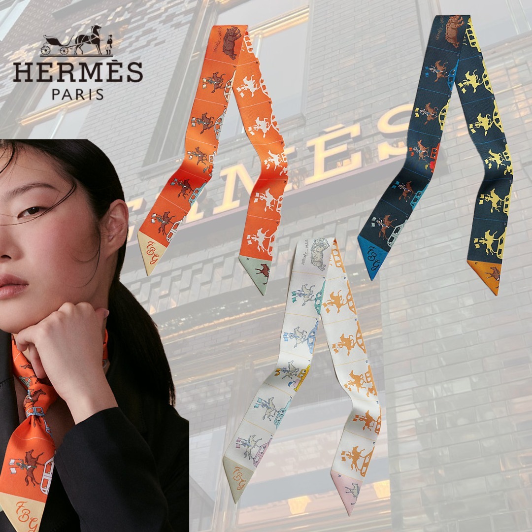 【柄とカラバリがポイントに】HERMES Paradeツイリー
