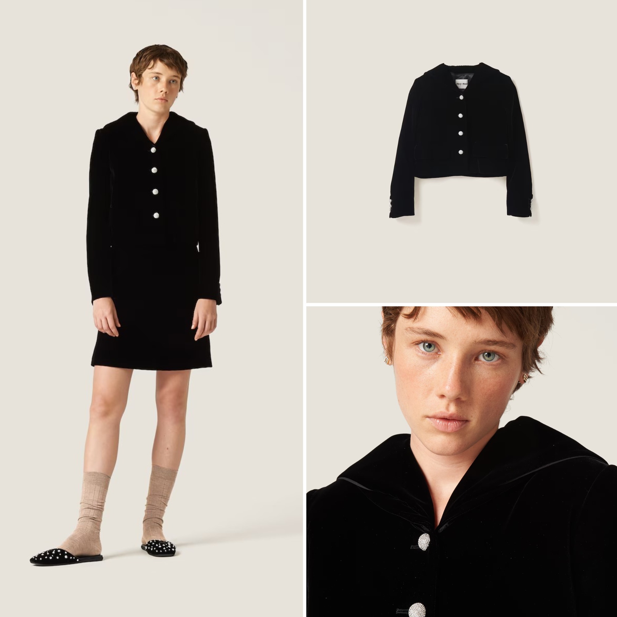 《送料無料》 MIU MIU Single-breasted velvet jacket