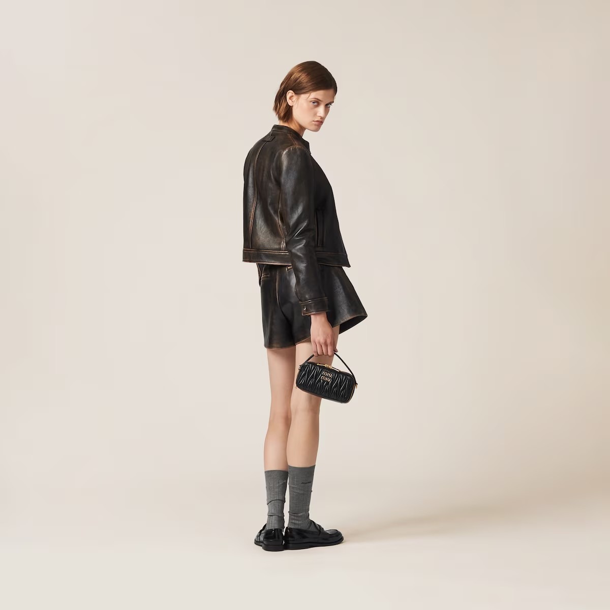 《送料無料》 MIU MIU Nappa leather jacket