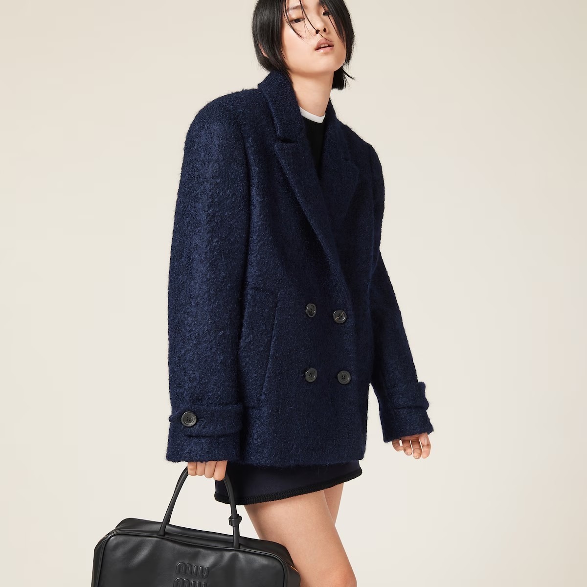 《送料無料》 MIU MIU Double-breasted tweed jacket