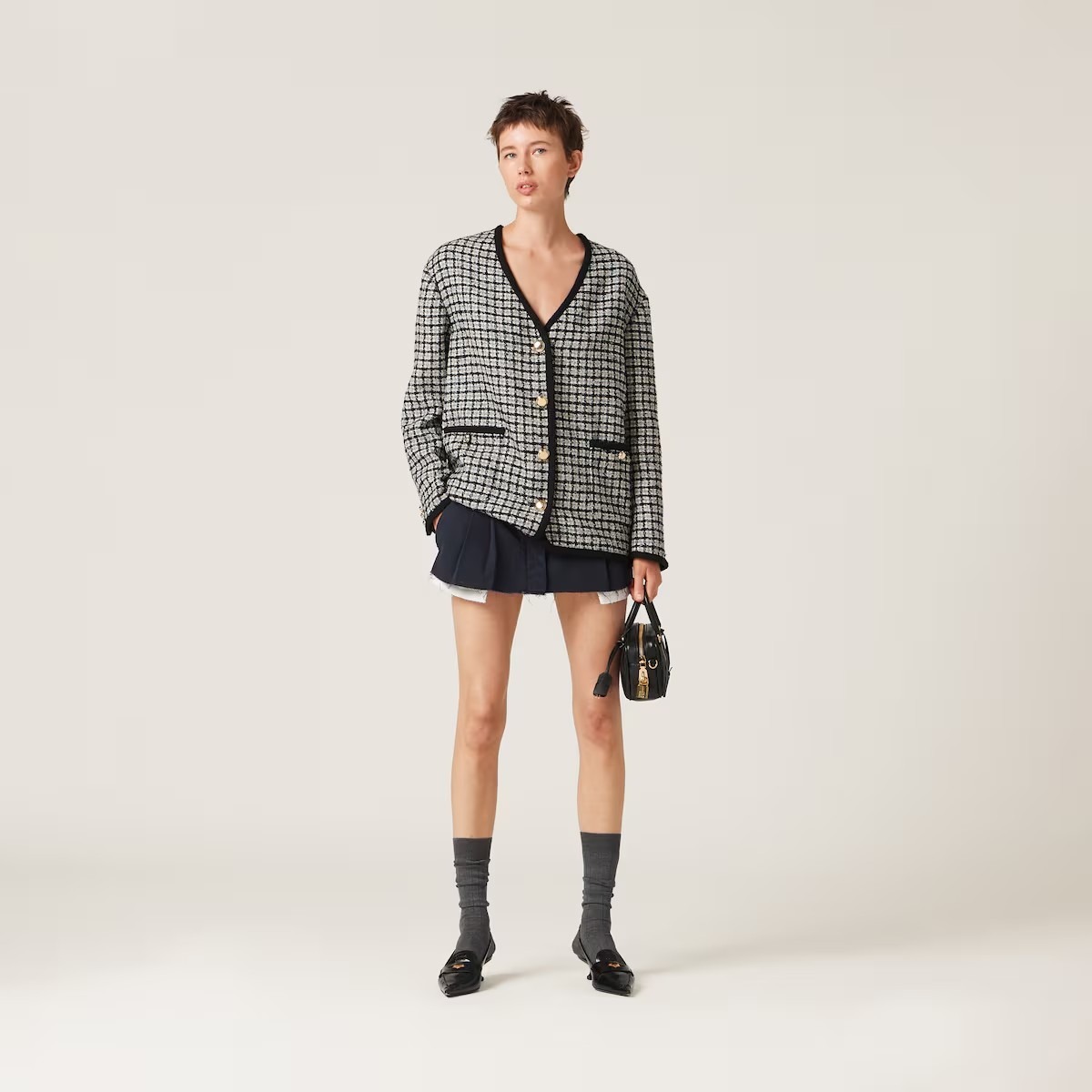《送料無料》 MIU MIU Single-breasted boucle jacket