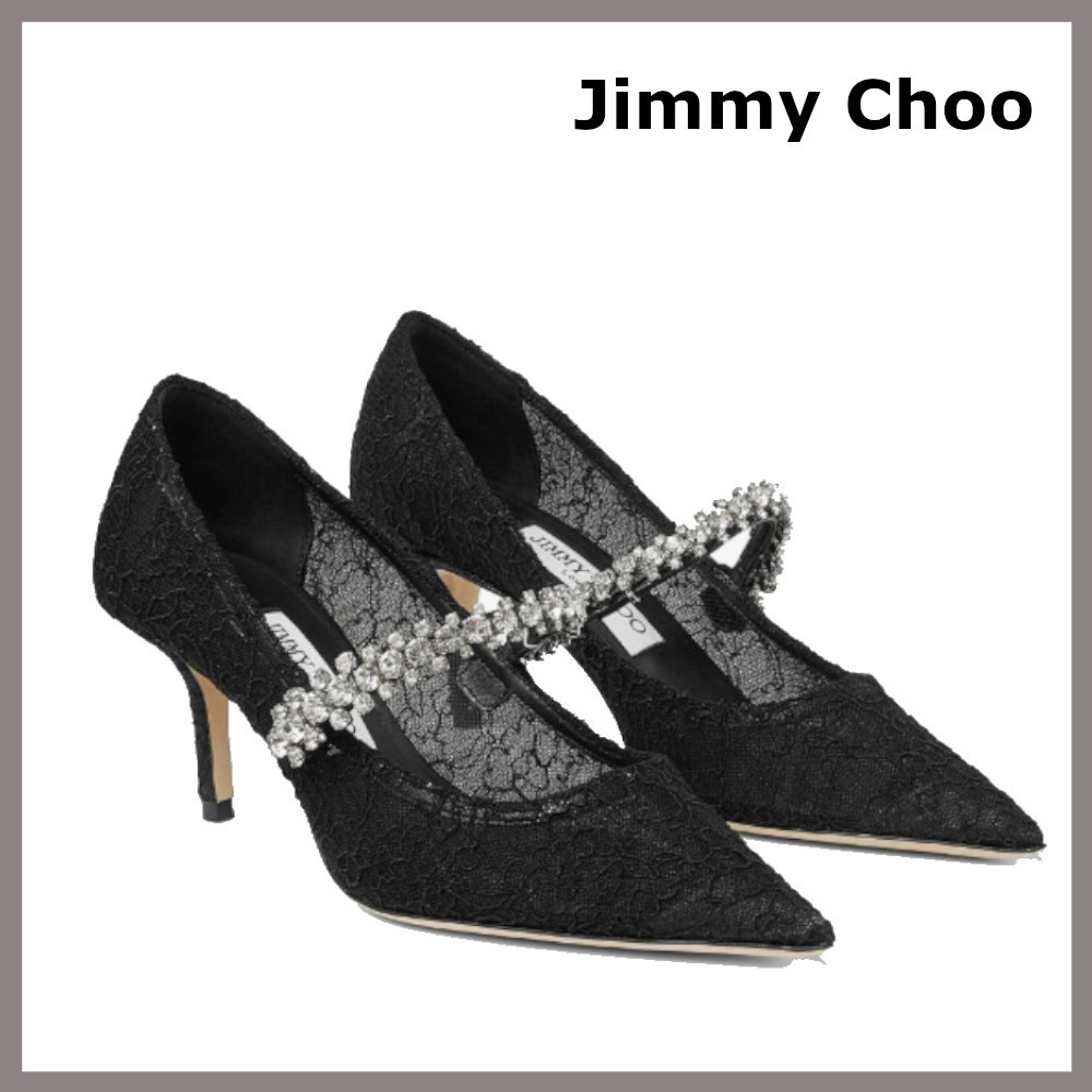 SALE【Jimmy Choo】Bing Pump 65 クリスタル付きレースパンプス
