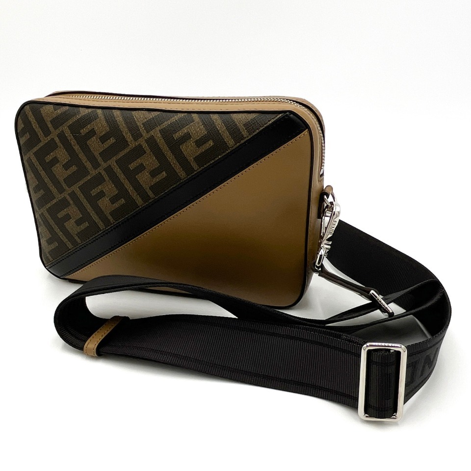 Fendi フェンディ ダイアゴナル キャム レザー カメラバッグ